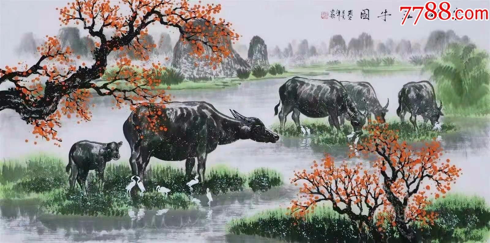 韦永歌四尺五牛图01