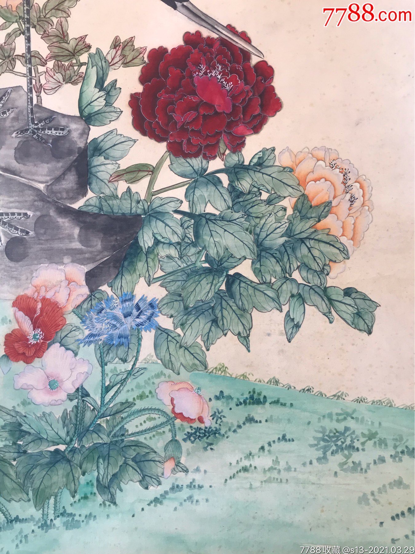 郑棣青(保真,工笔重彩画于绢上)师从陆抑非,张继馨入室弟子-花鸟国画