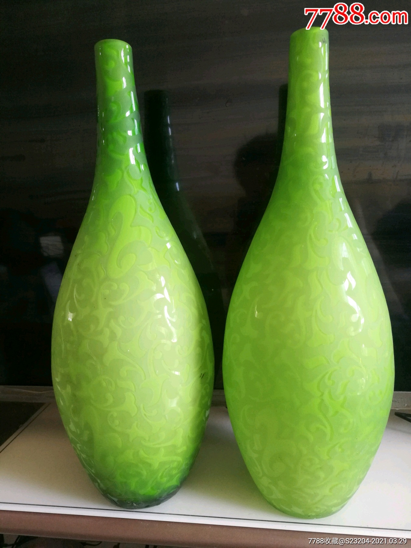 大型老料器油锤瓶一对高56厘米