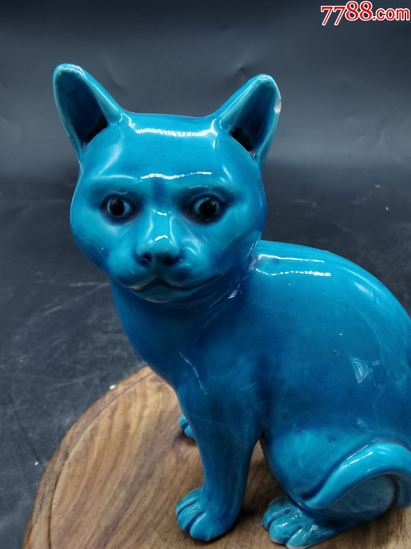 解放初景德镇蓝釉猫摆件_青花瓷_第3张_7788瓷器