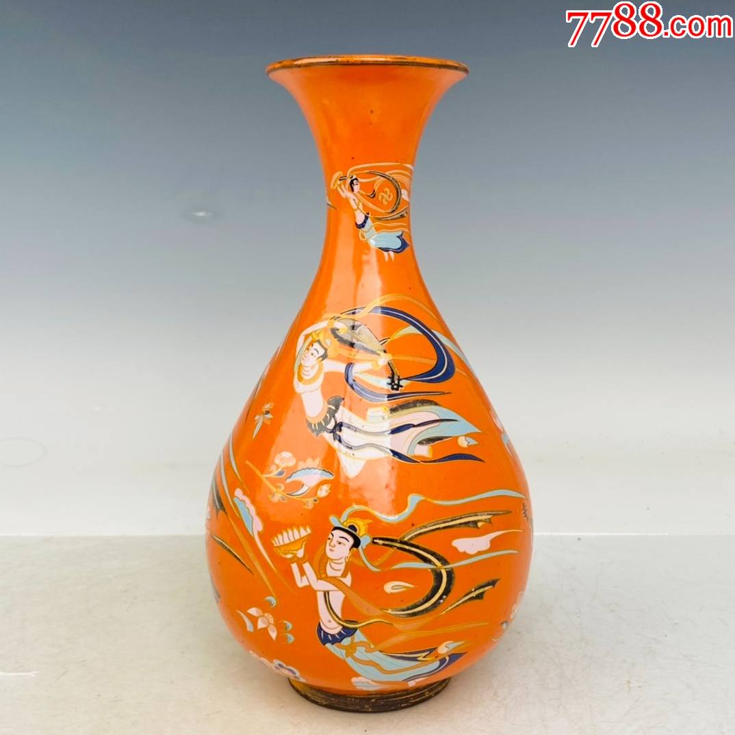 建窑飞天纹玉壶春花瓶,高24厘米,直径12厘米(现代工艺品)