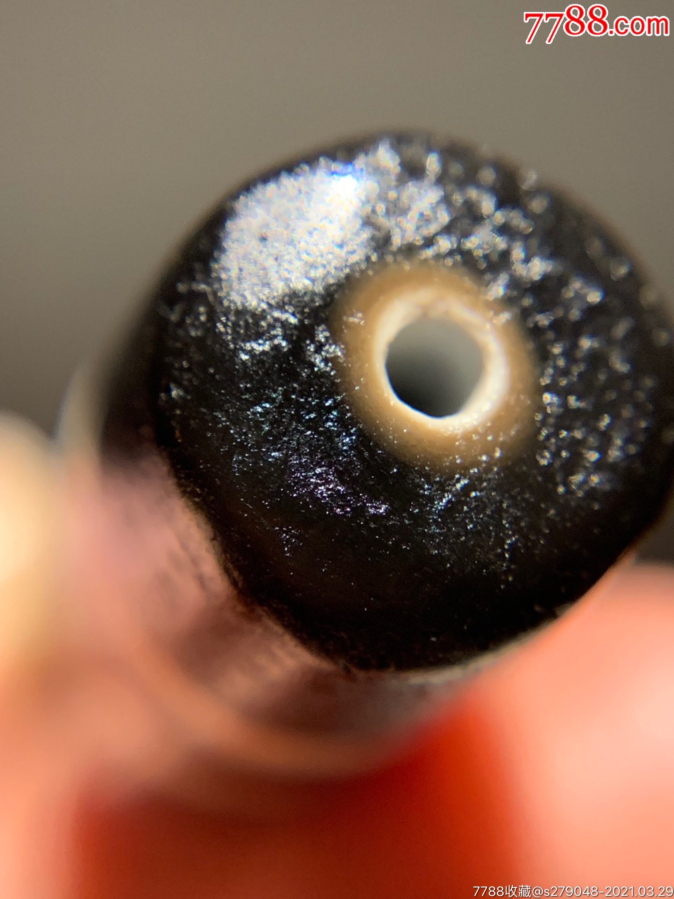 阿富汗天然玛瑙黑白线珠