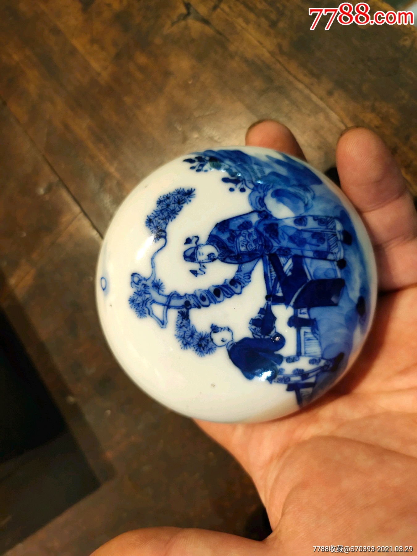 清代光绪文房人物印泥盒,全美品-价格:7500元-se79218828-青花瓷-零售