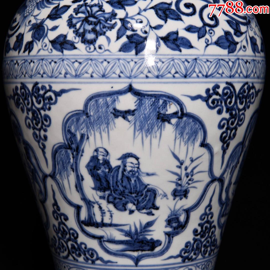 元青花四爱图梅瓶34x19(现代工艺品)_雕塑瓷/瓷雕_第8张_7788瓷器