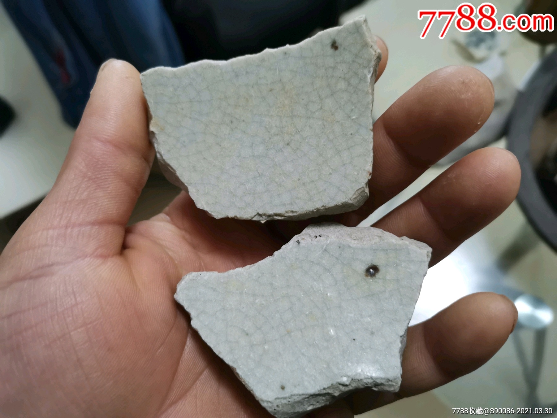 两片清代哥窑瓷片标本