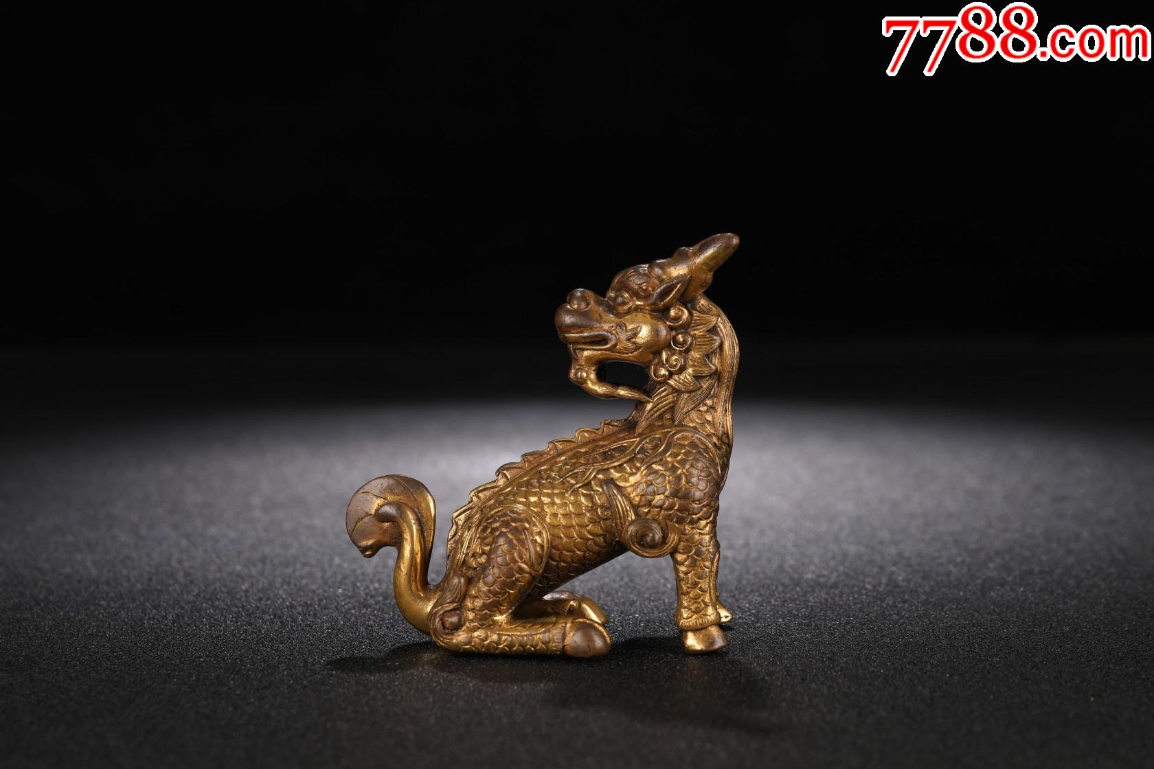 清铜鎏金「麒麟」镇纸摆件