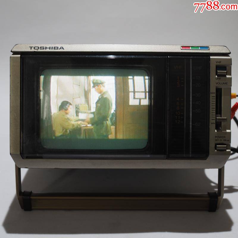 日本古董东芝toshiba迷你袖珍小电视机便携五寸老彩色电视机