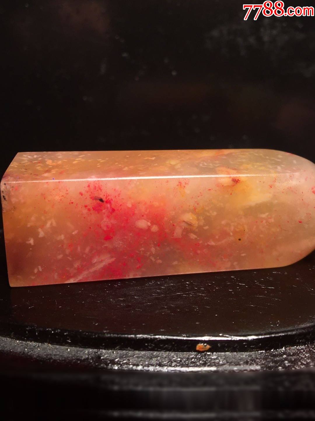 昌化鸡血石冰糖玻璃冻印章料23g(软地老货,手工好刻