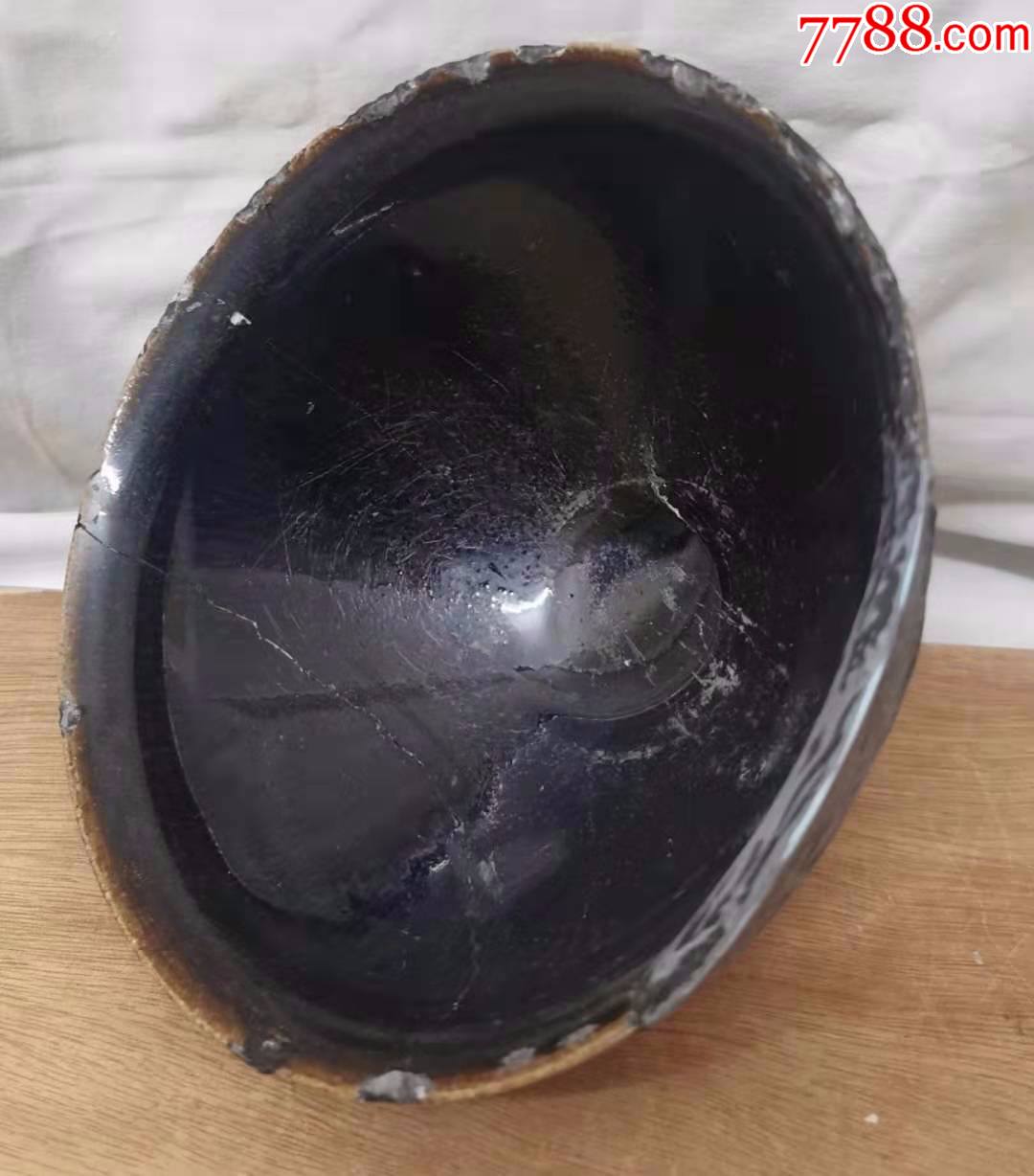 北宋当阳峪窑玉璧底兔毫束口大盏