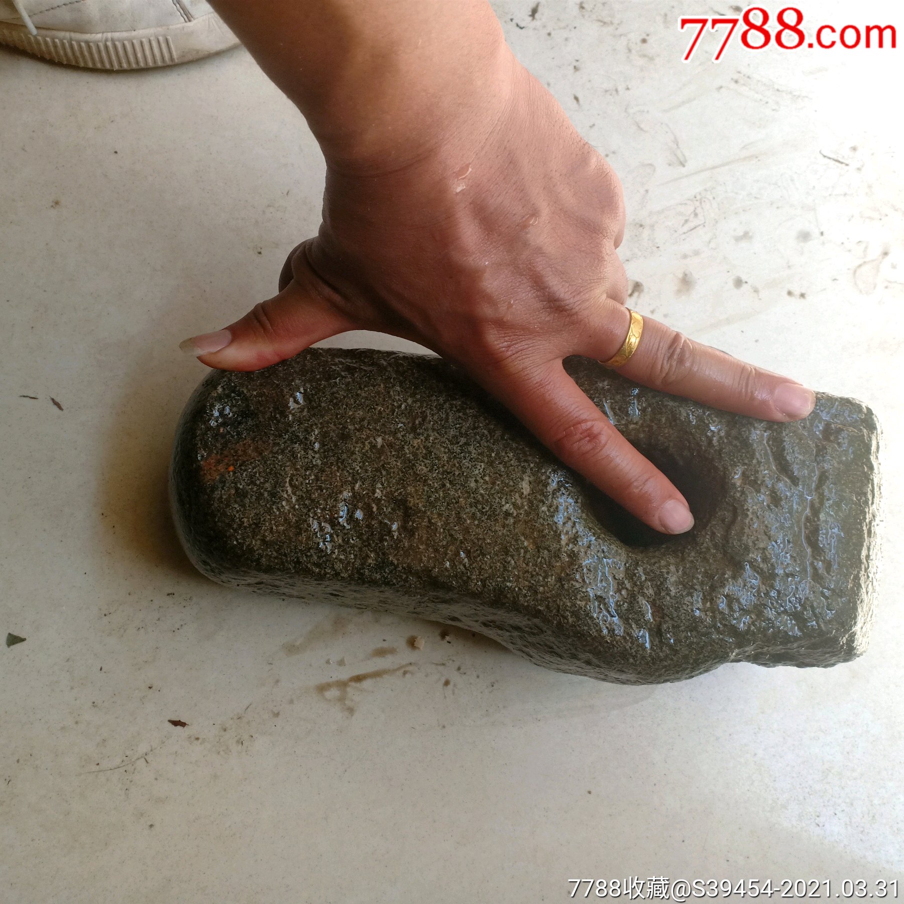 清老青石耳朵器形少见老石器