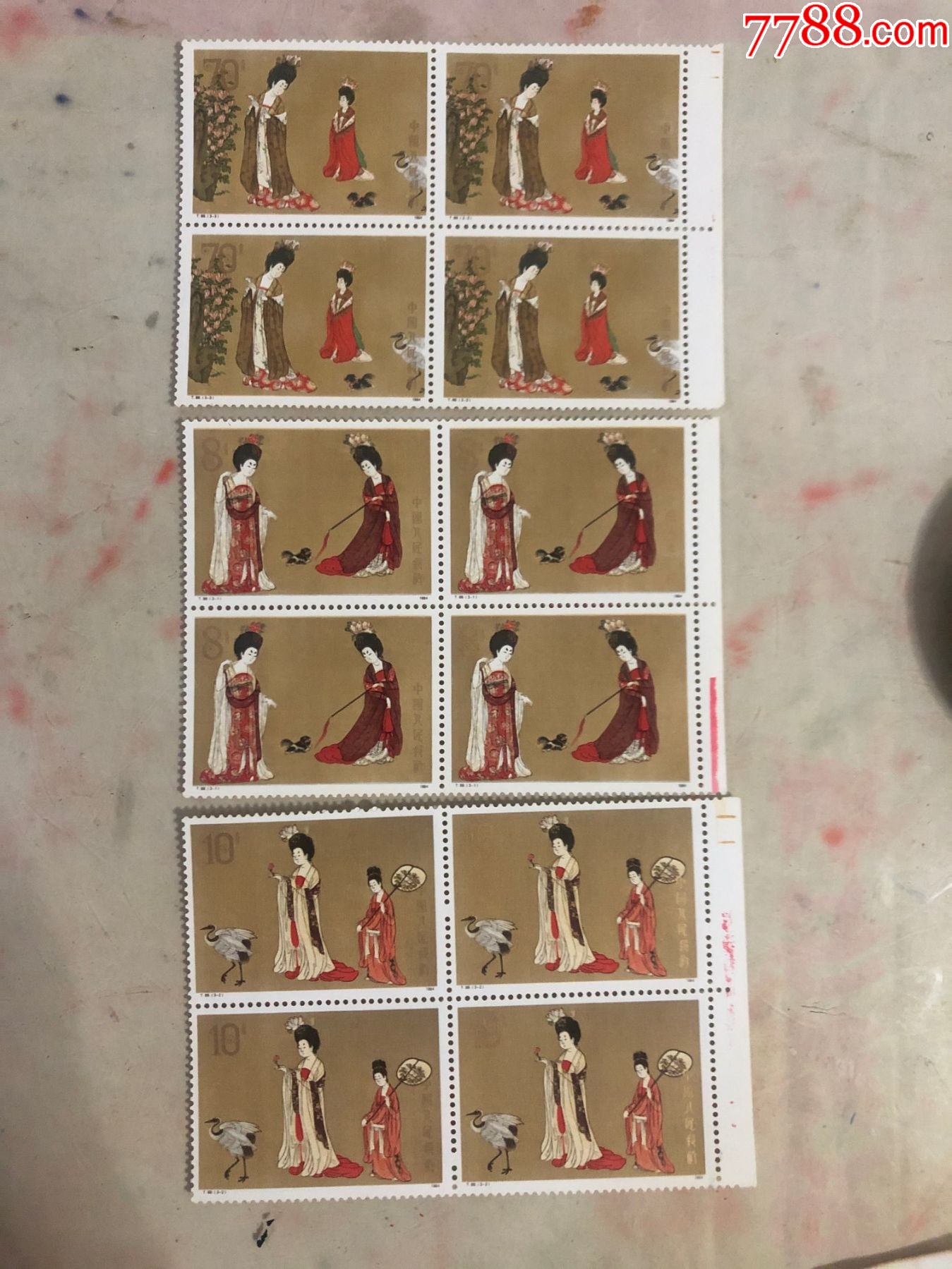 t164中国绘画唐簪花仕女图四方连四方连带右边