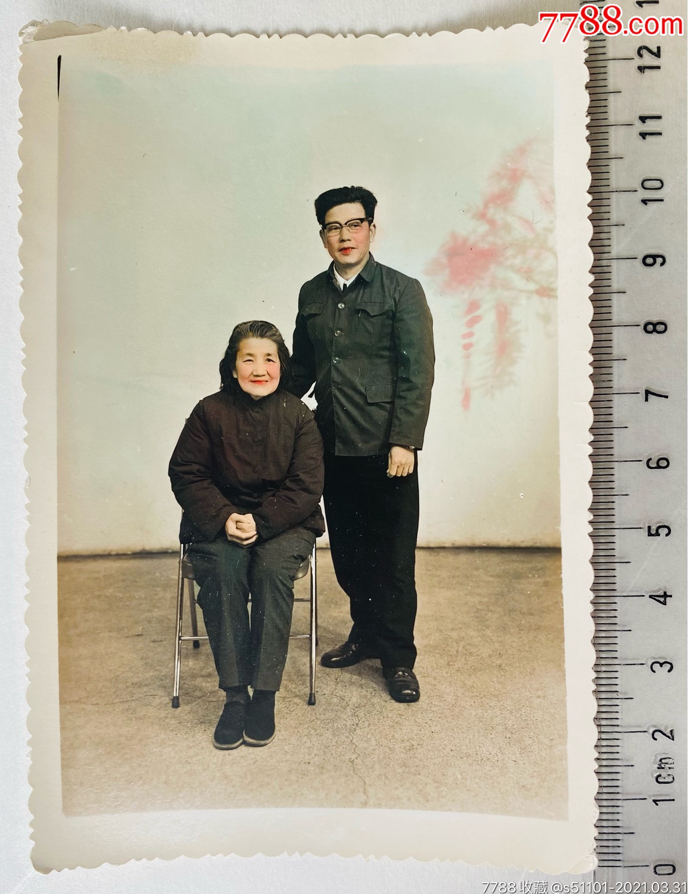 早期手工上色母子合影照_价格15元【精文老照片收藏馆】_第1张_7788