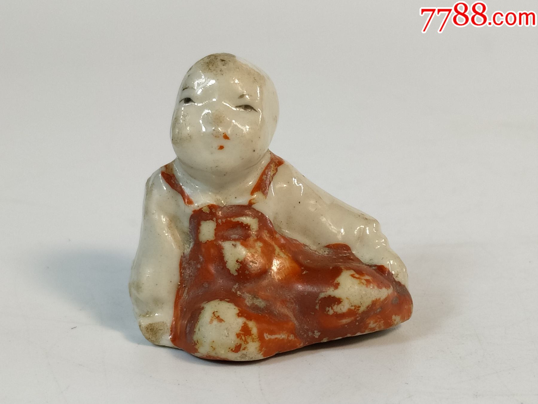 晚清民国红肚兜童子_雕塑瓷/瓷雕_第1张_7788瓷器