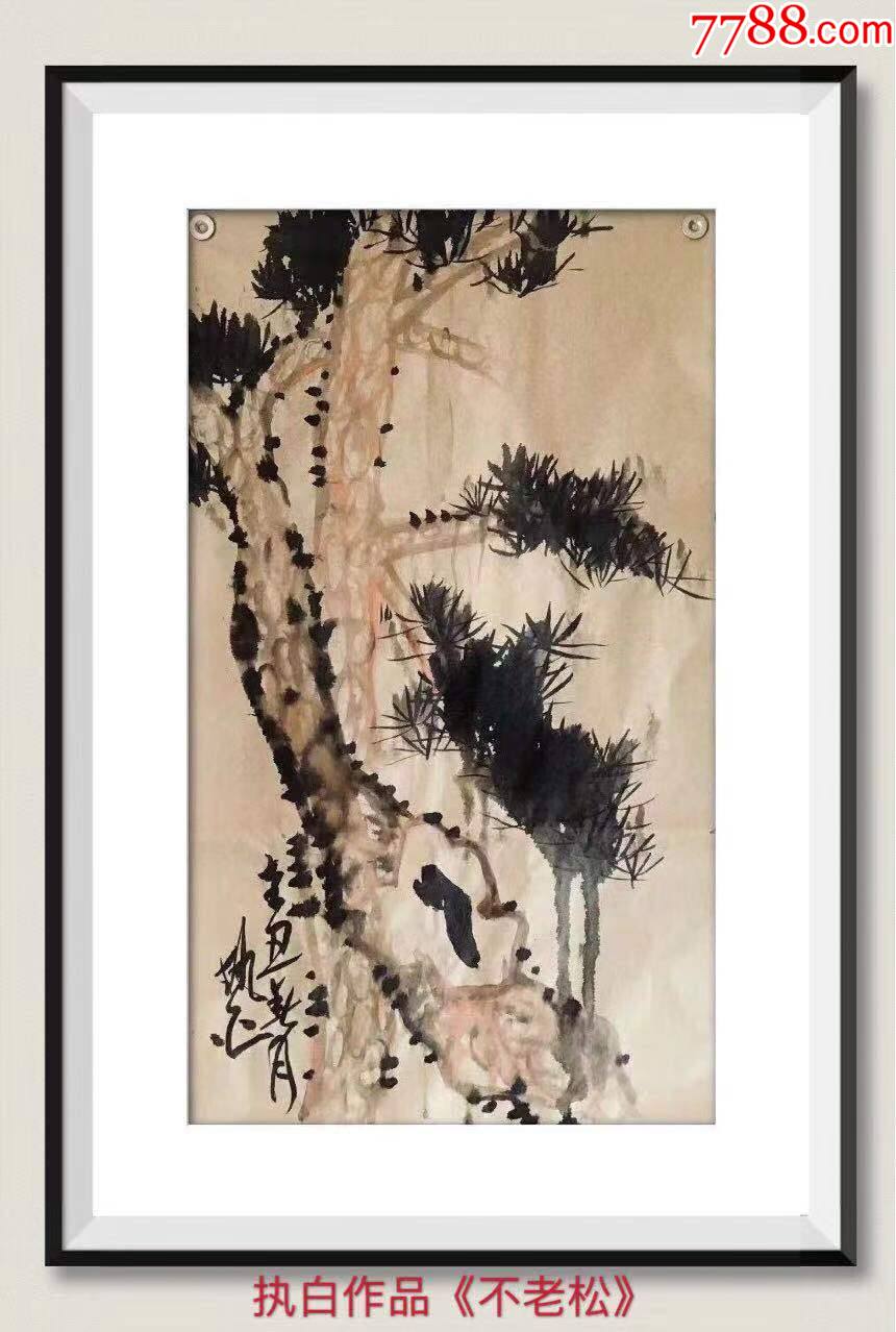 国画名家执白作品国画不老松名家国画推荐收藏有收藏证书4270cm