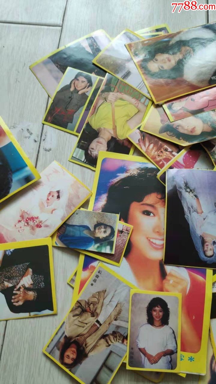 上世纪80年代黄边贴纸港台女明星散张翁美玲赵雅芝王祖贤米雪等100张