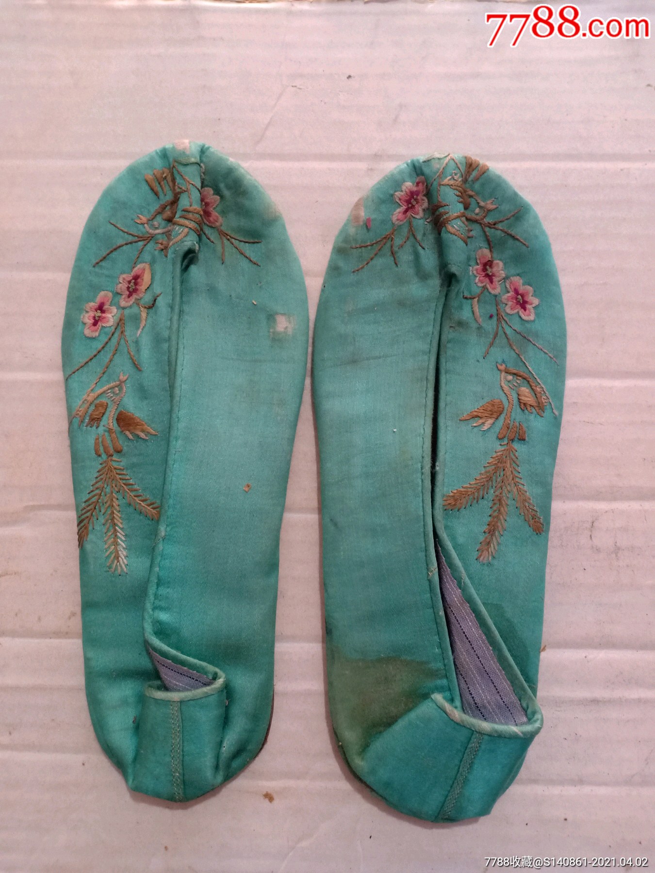 箱30,晚清民国老刺绣梅花女鞋,22*8cm_绣花鞋/鞋垫_丰嫒屋【7788收藏