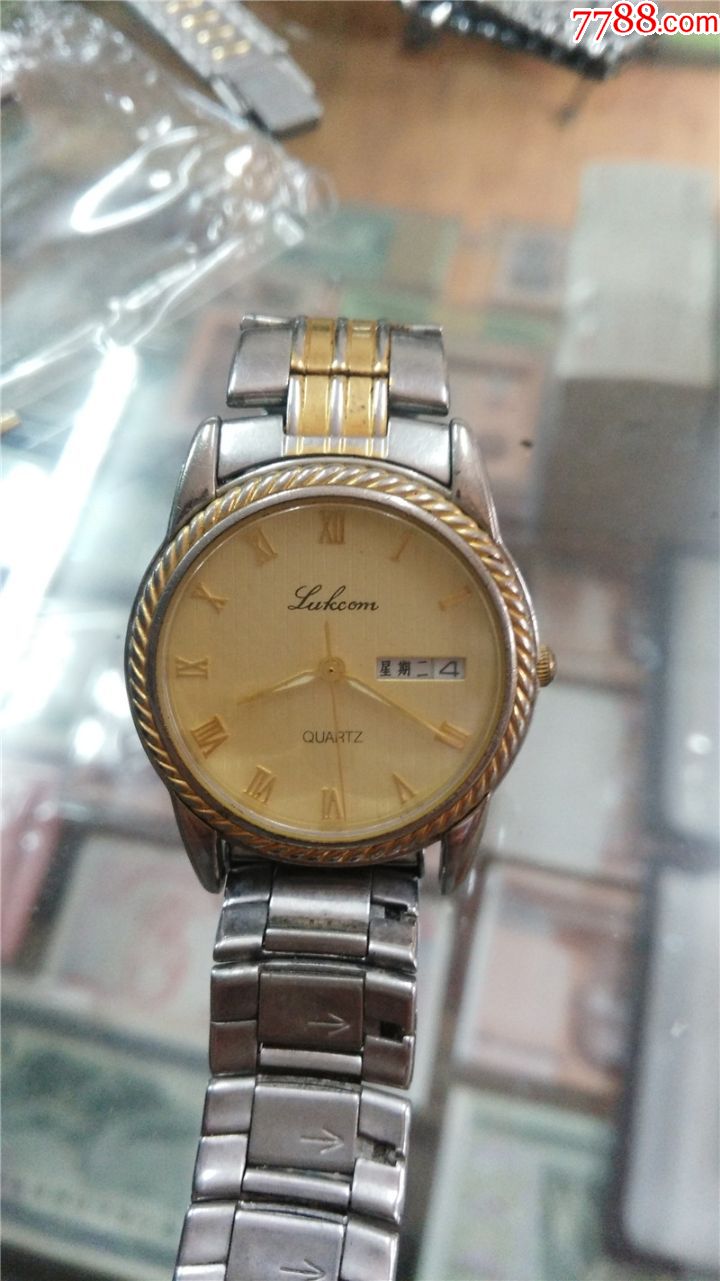 好品lukcom绿琴布纹盘双日历石英男士表-价格:189元-se79292663-手表