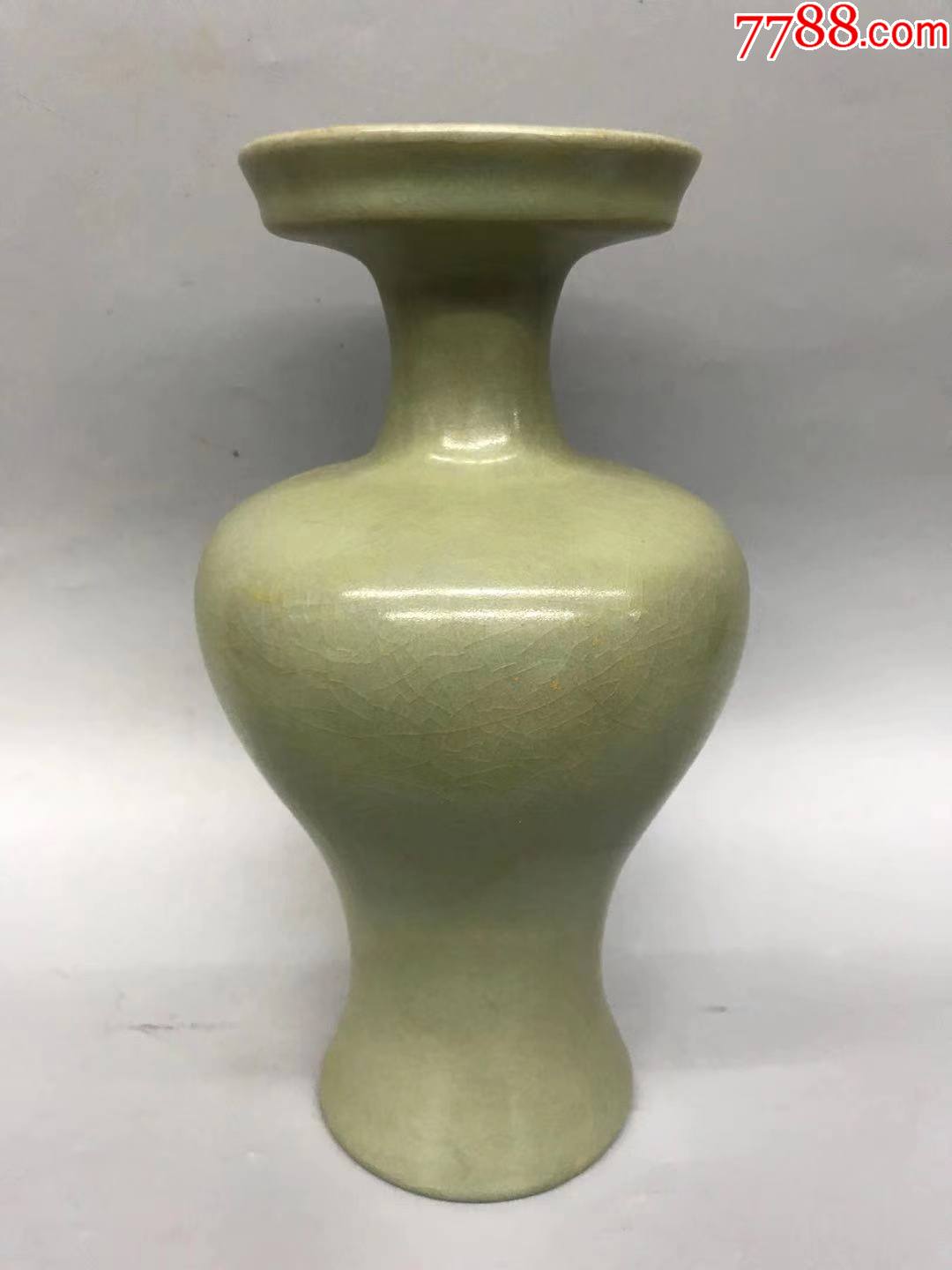 七八十年代龙泉青瓷梅子青盘口瓶_价格569元_第1张_7788商城__七七八