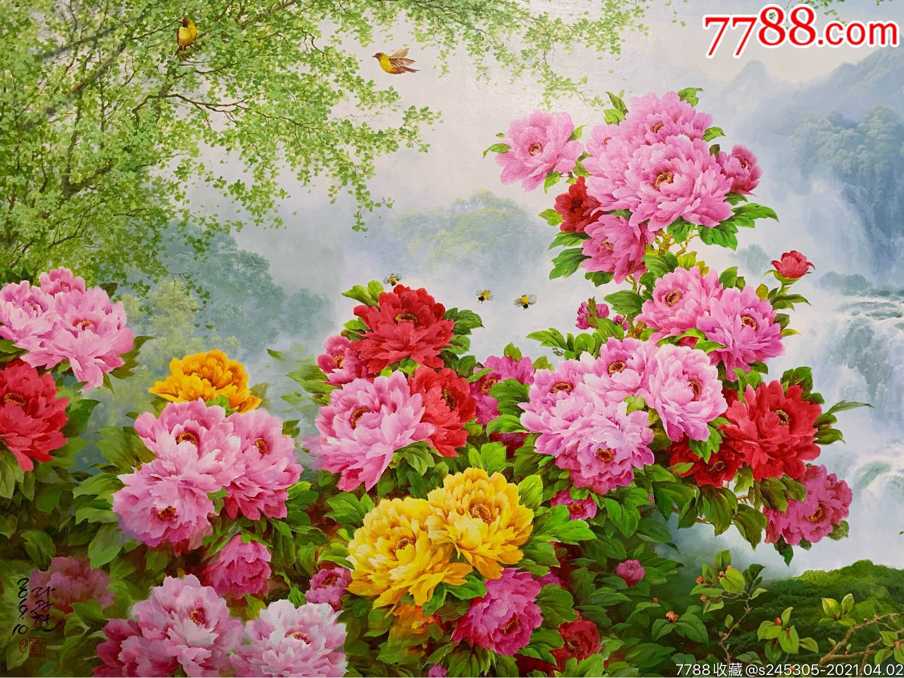 朝鲜油画功勋艺术家李光石花开富贵