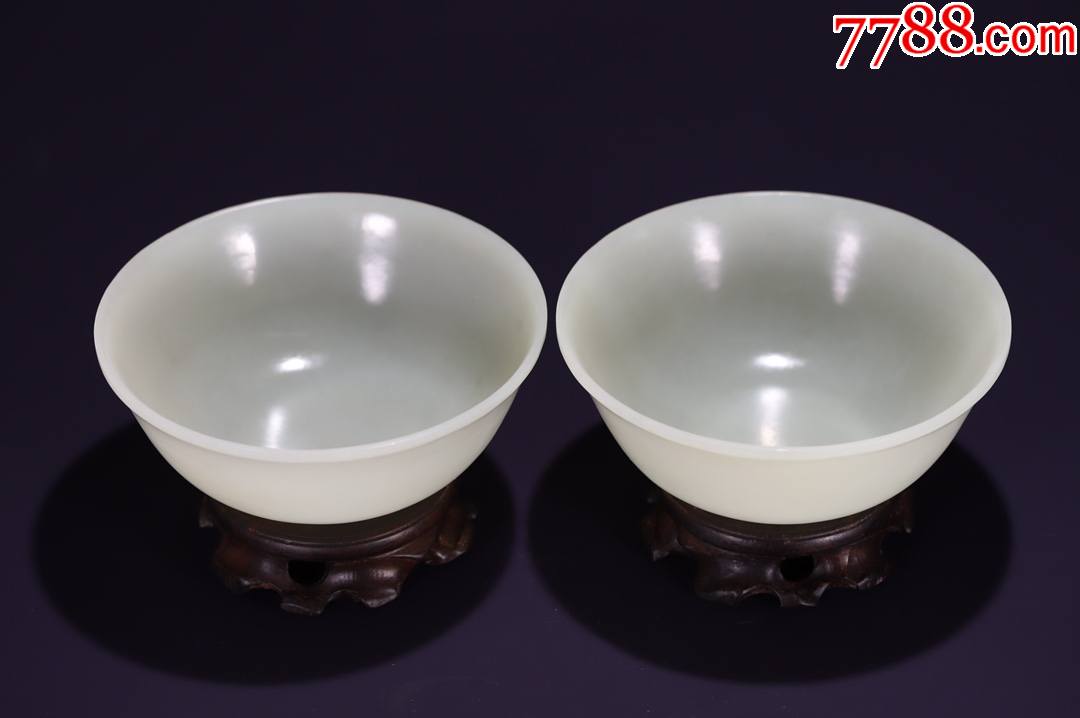 和田玉碗一对