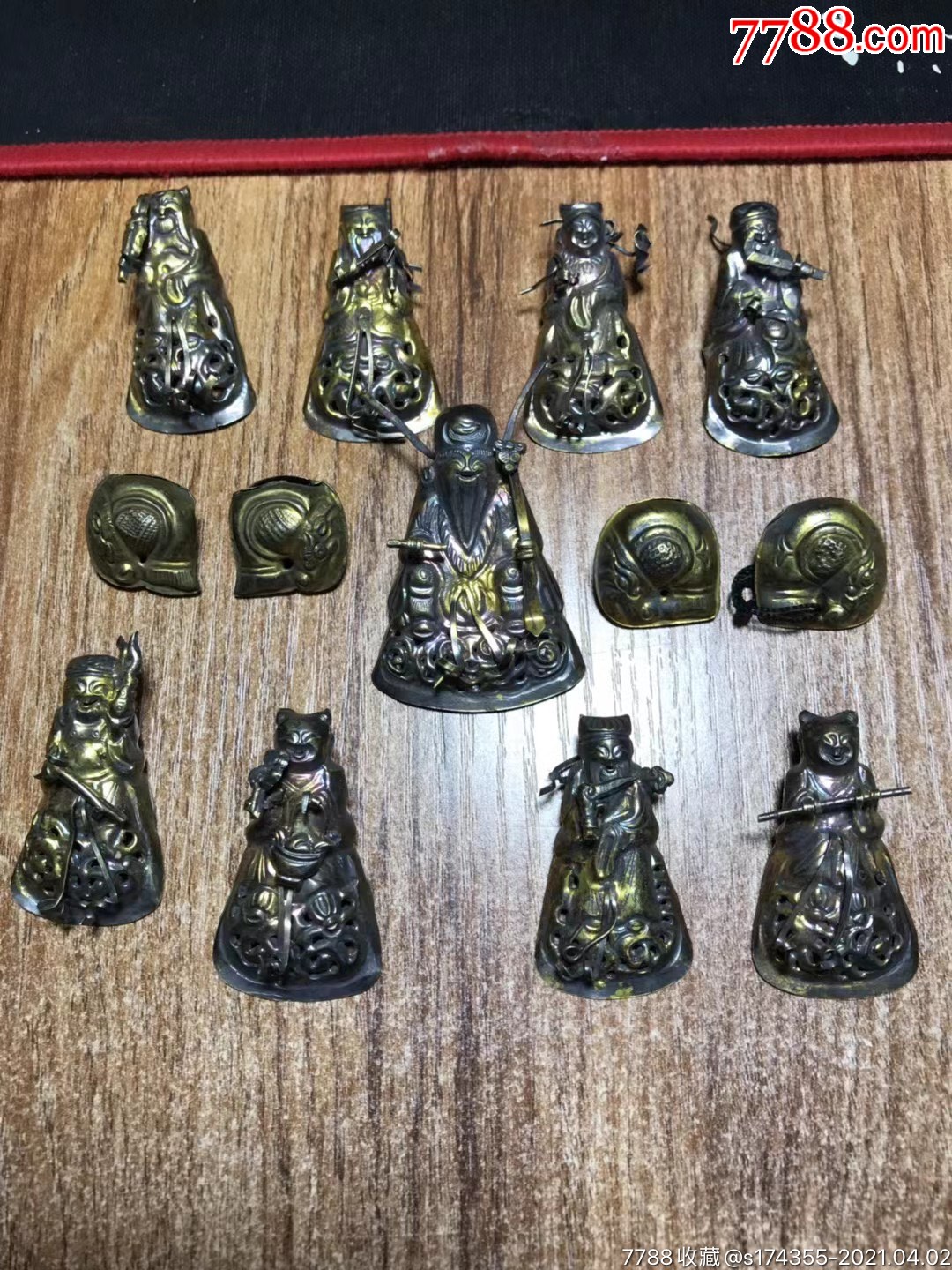 清代银鎏金八仙祝寿帽花一套-价格:1500元-se79305257-其他银器-零售