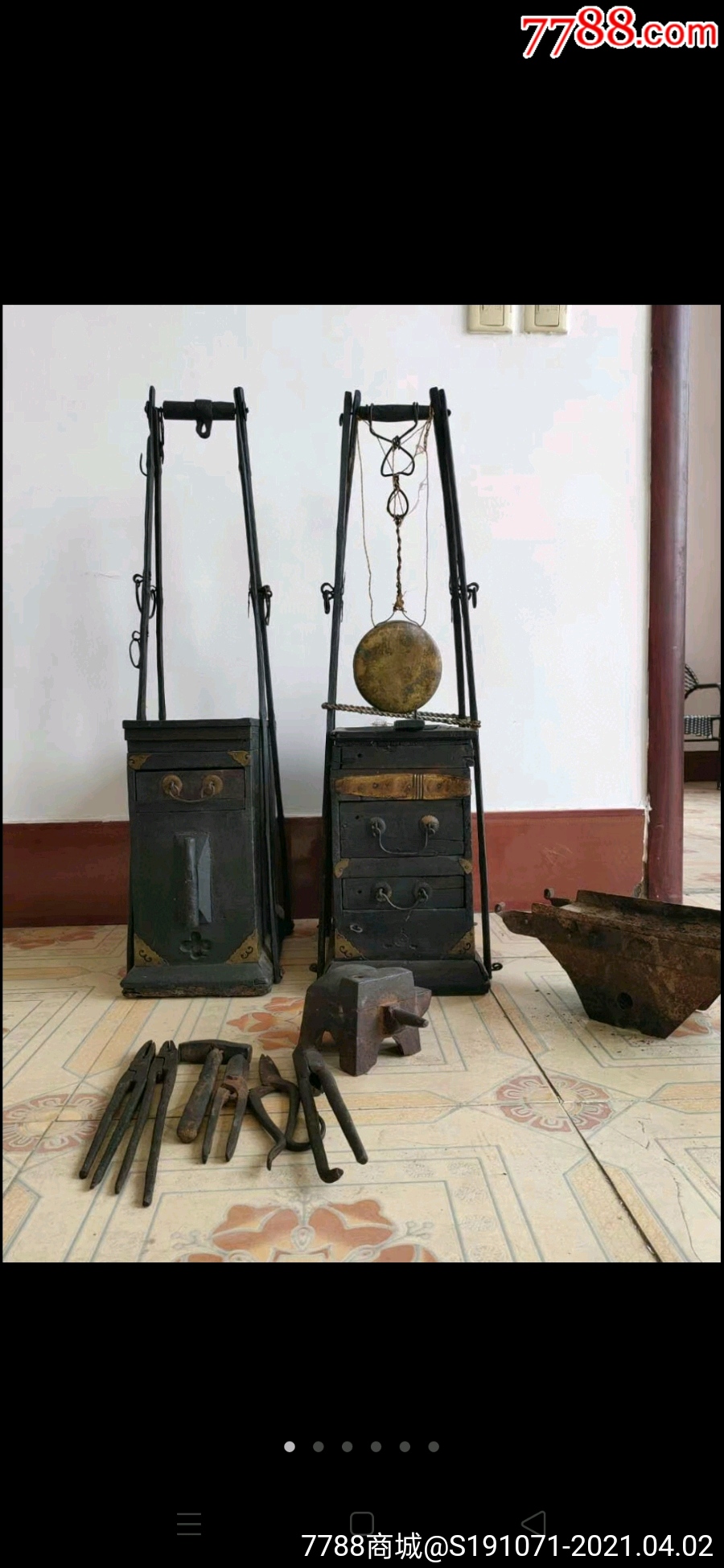 清代银匠挑子一套工具齐全全品包老民俗精品