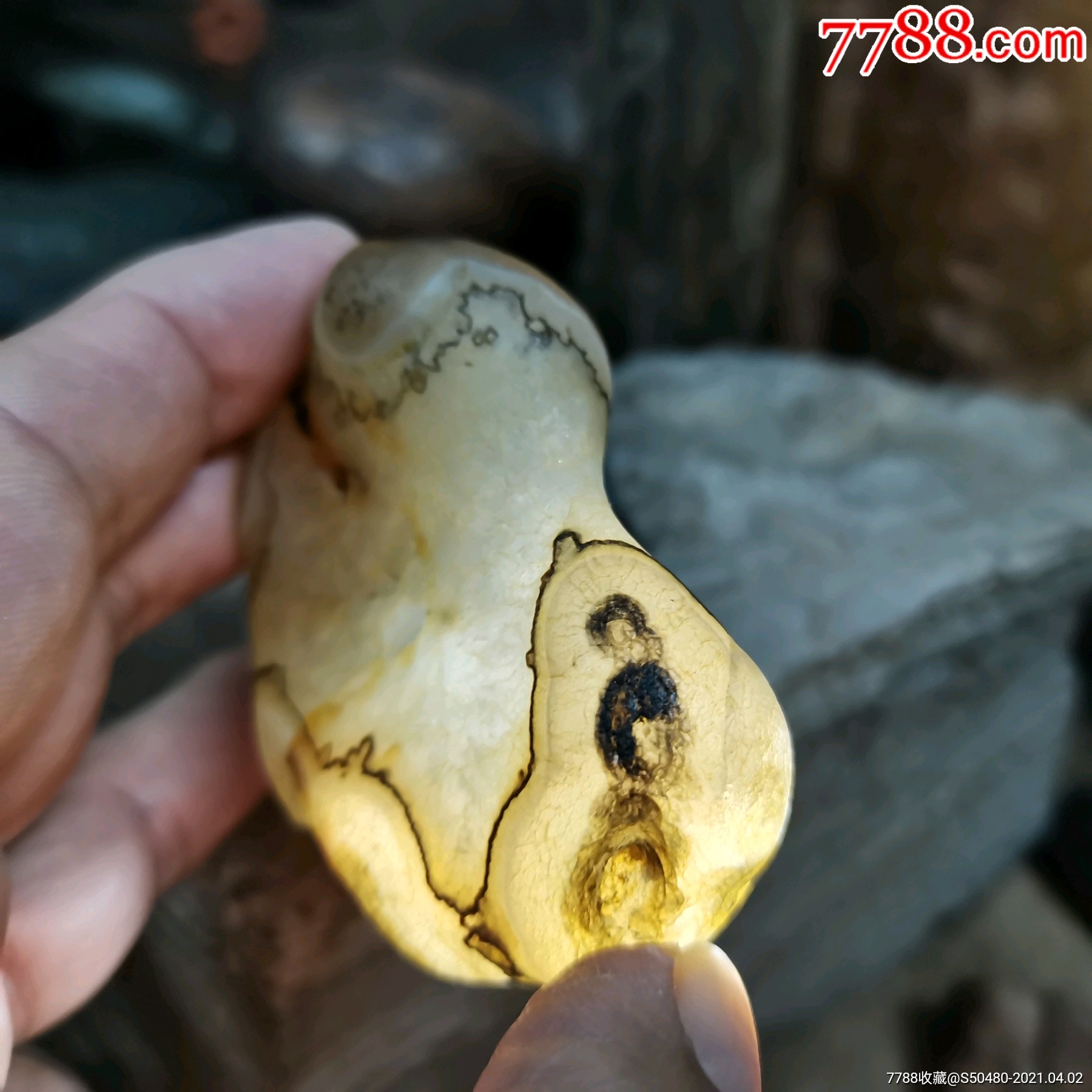 天然观赏奇石手把玩石马达加斯加水冲玛瑙原石马料人物图案石