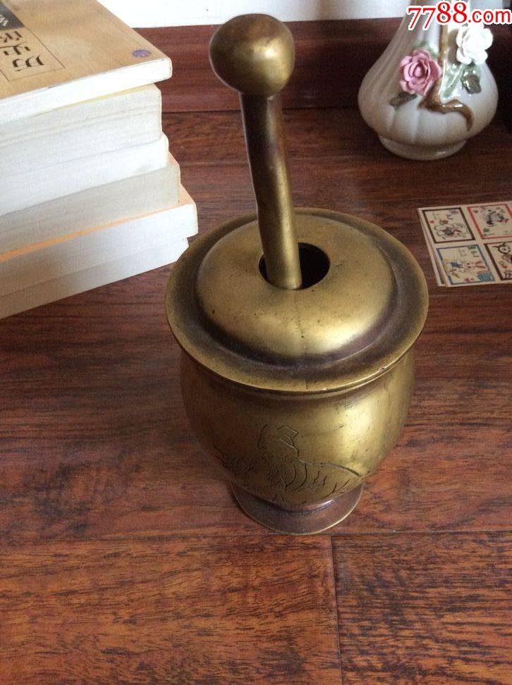 纯铜老捣药罐,杆长23厘米,罐长13厘米宽9厘米_价格500元【十二月二十
