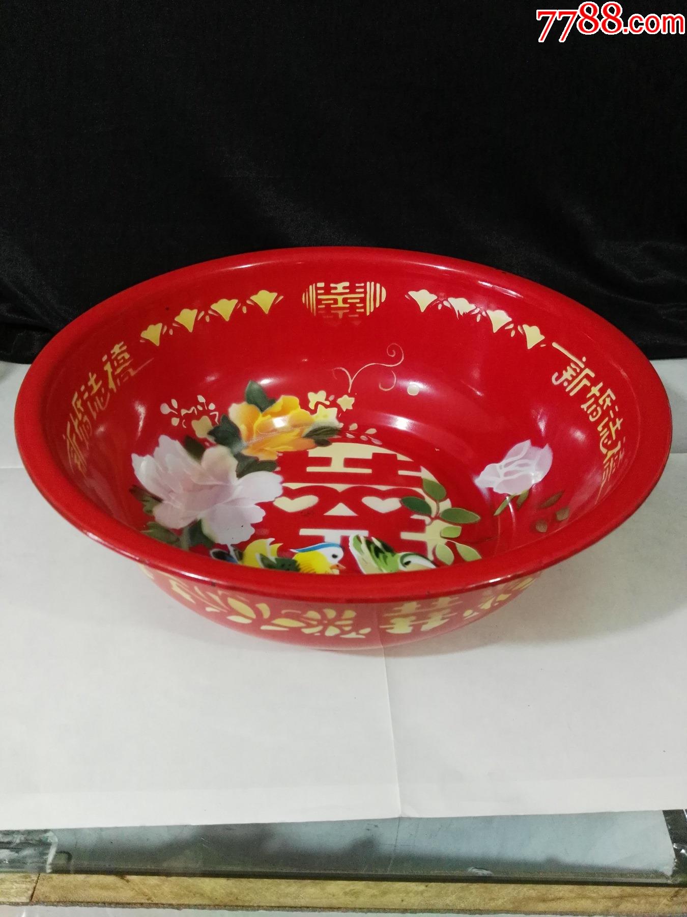 文革新婚志禧全新未使用鸳鸯喜字搪瓷盆_价格40元【红色纸品行】_第1