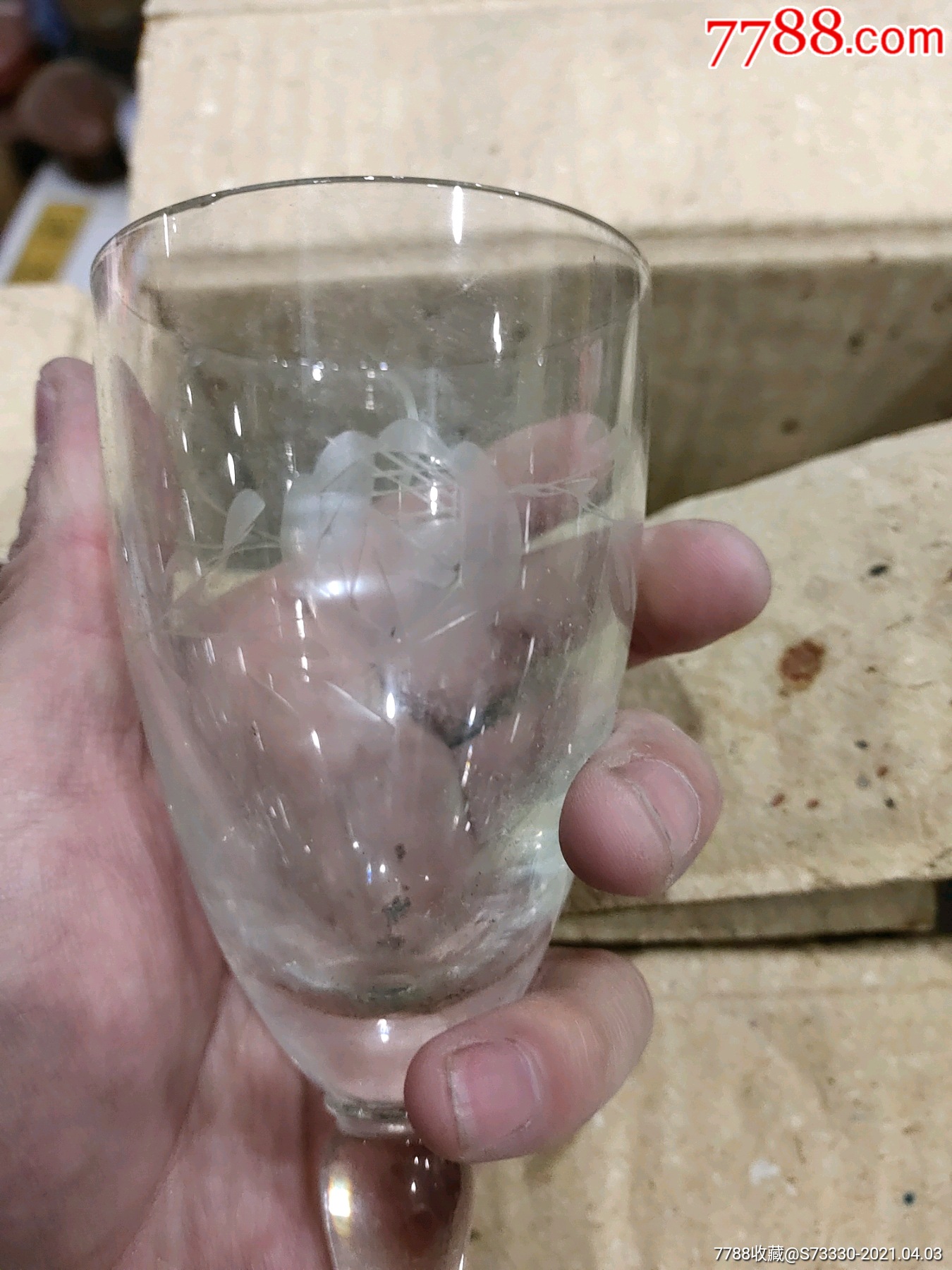 90年代左右,玻璃高足葡萄酒杯5只