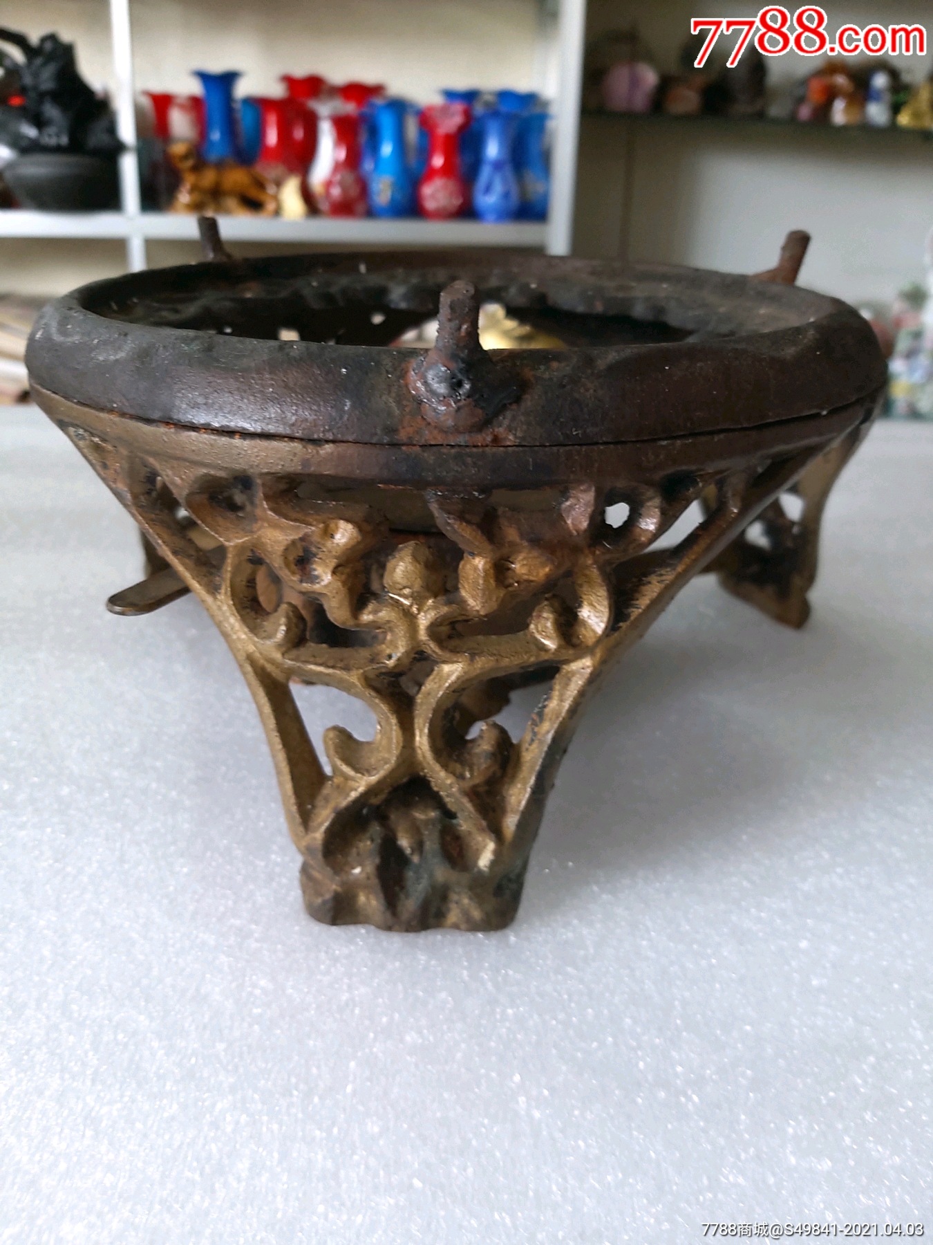 朝鲜高丽大号老铜制酒精炉子