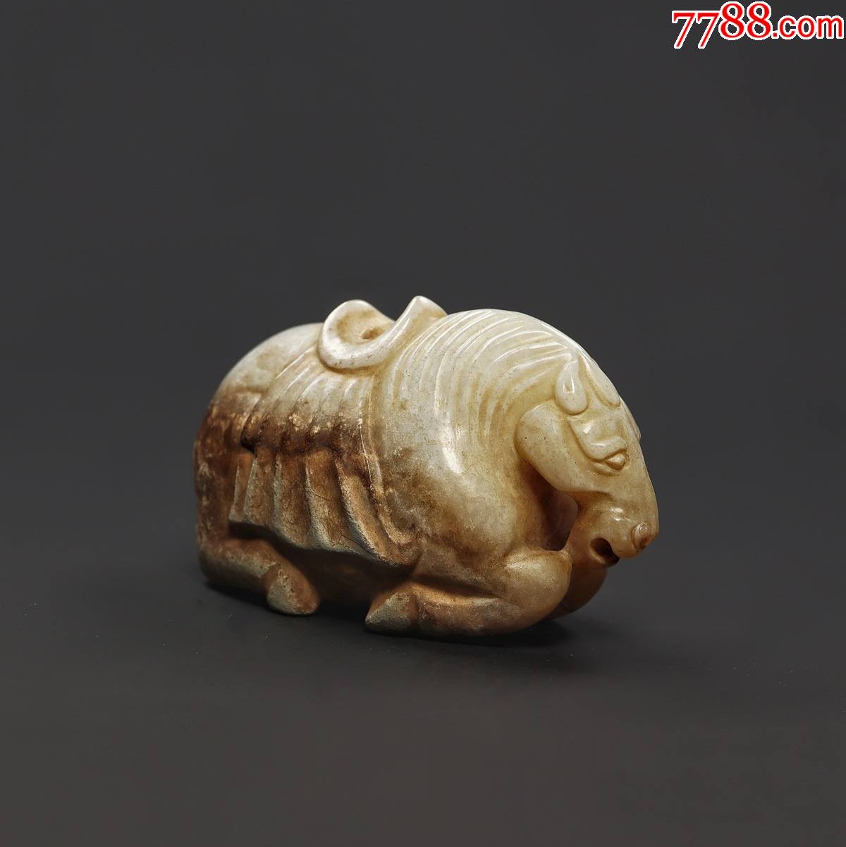 唐老和田玉籽料受沁玉马卧马把件挂件古玉老玉中古玉玉器