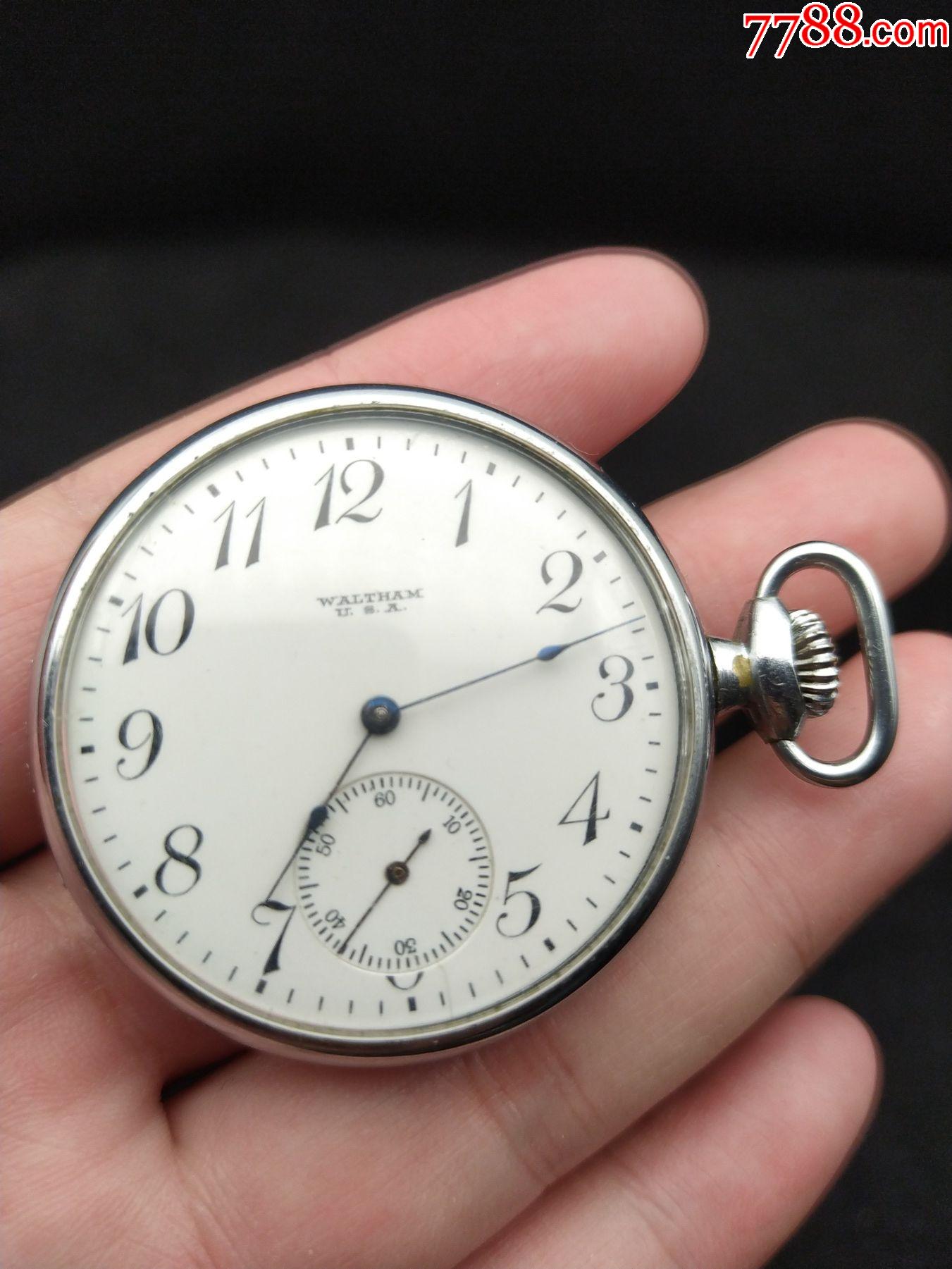 waltham华生开面怀表19钻