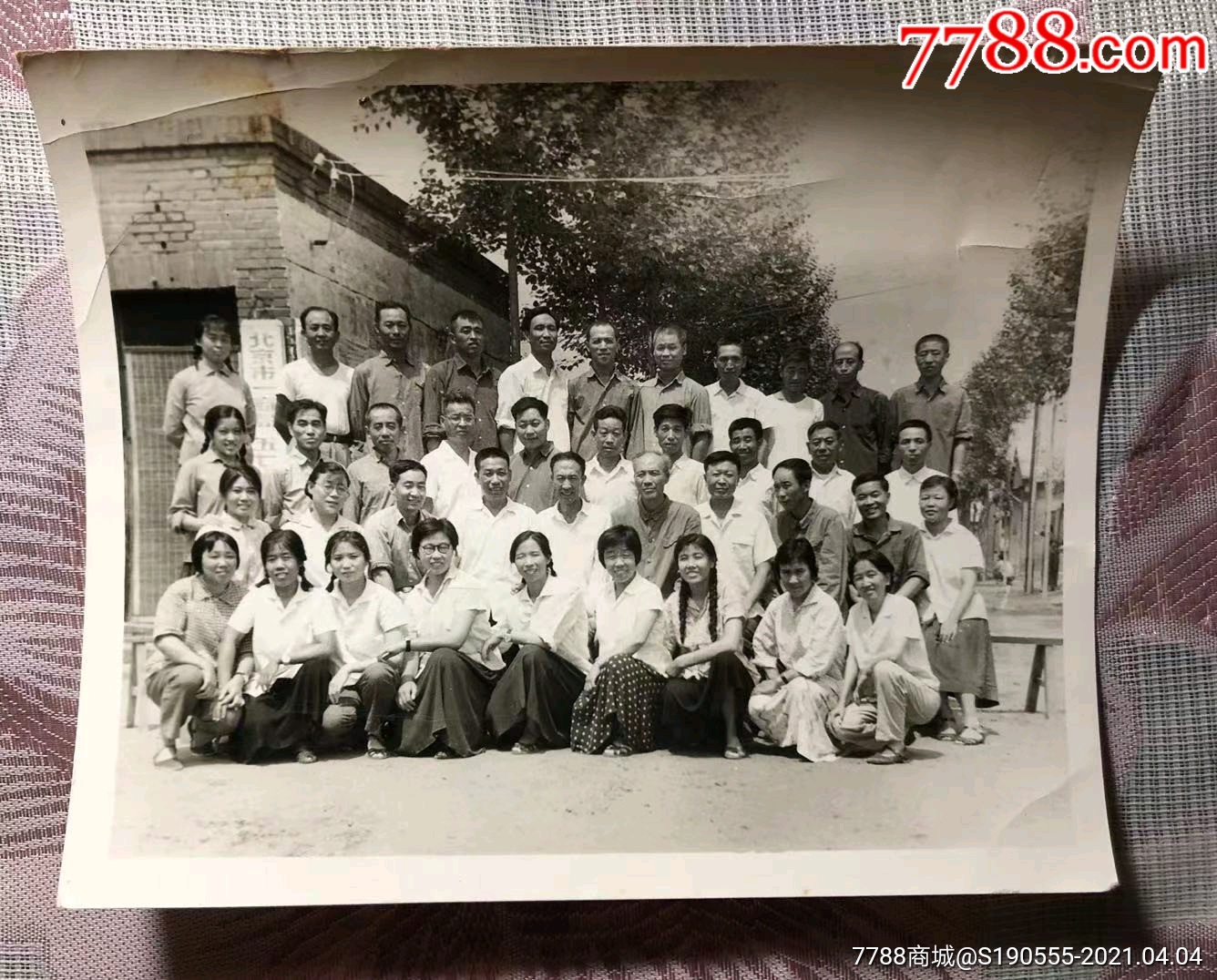 北京市一商局五七干校大合影老照片一枚
