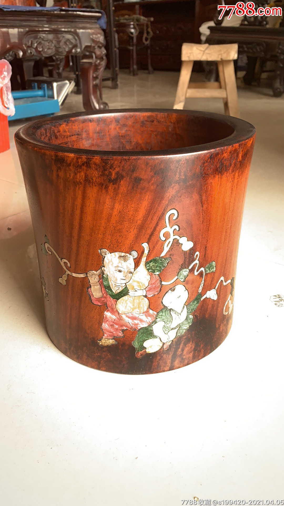 文房花梨木画筒完好无损漂亮