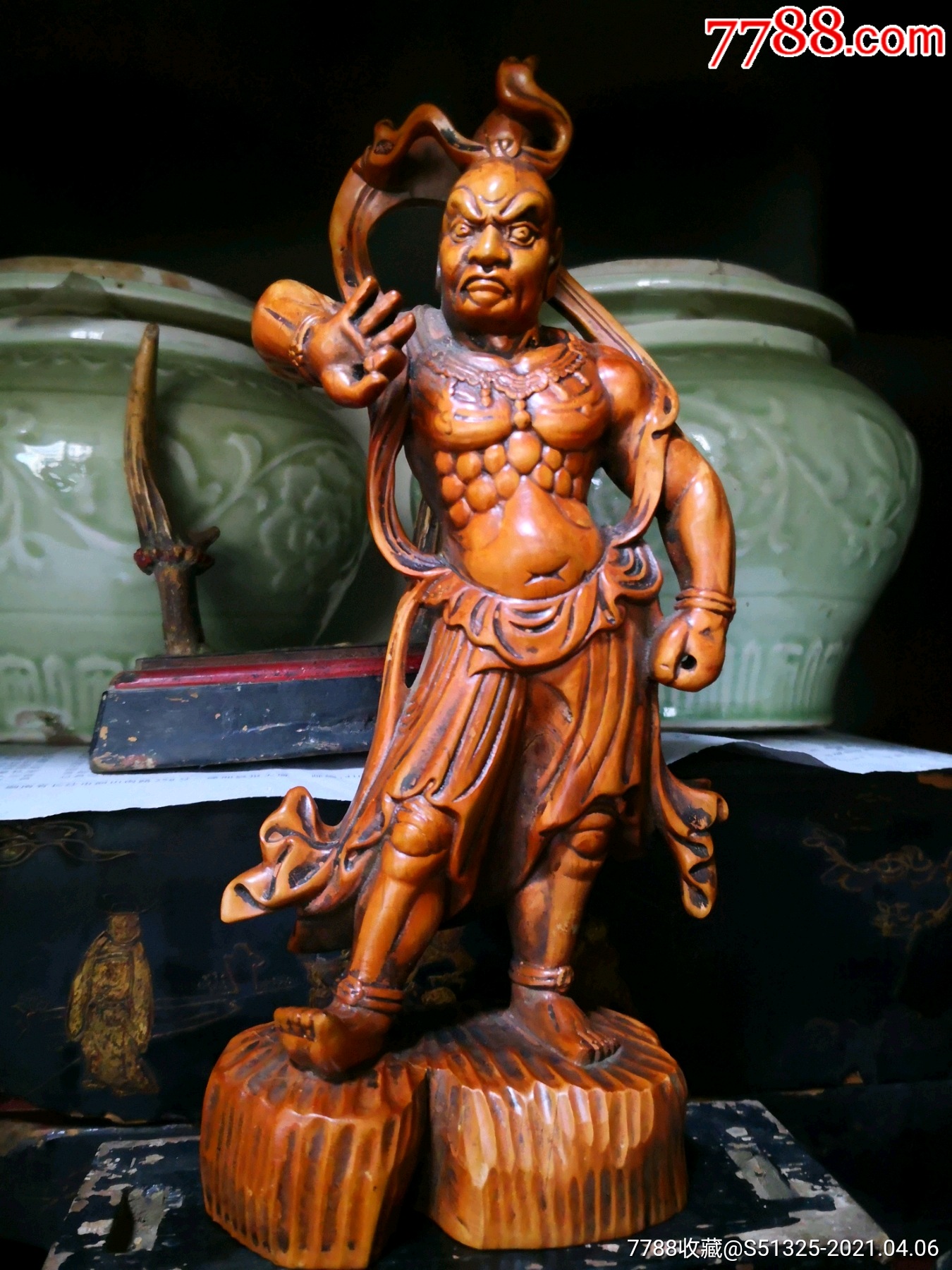 清代黄杨木雕金刚护法神一尊_木佛像/人像_潇湘书瓷店【7788收藏__收藏热线】
