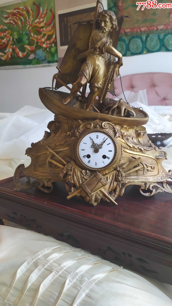 罕见的一帆风顺富贵有余法国古董鎏金座钟英国邮寄