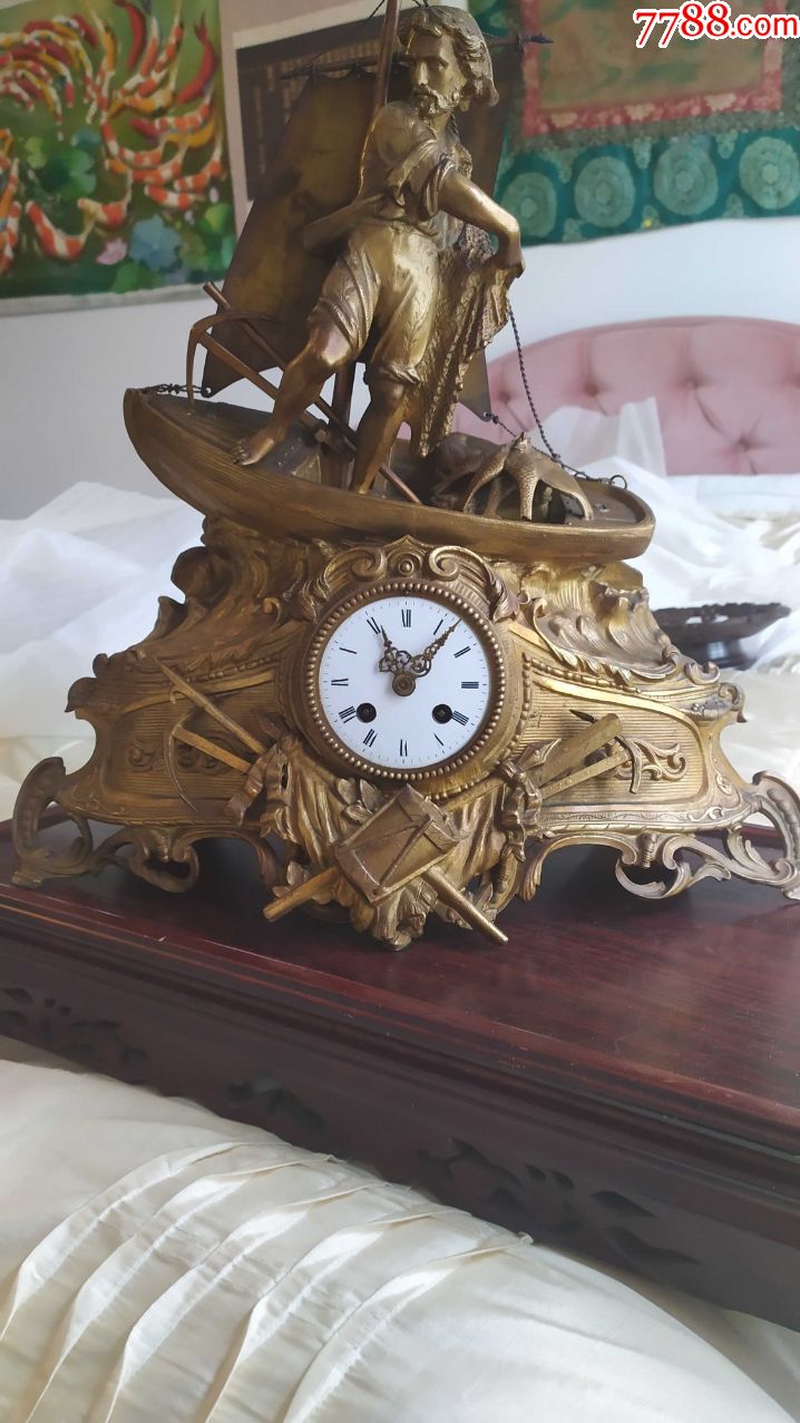 罕见的一帆风顺,富贵有余法国古董鎏金座钟,英国邮寄!