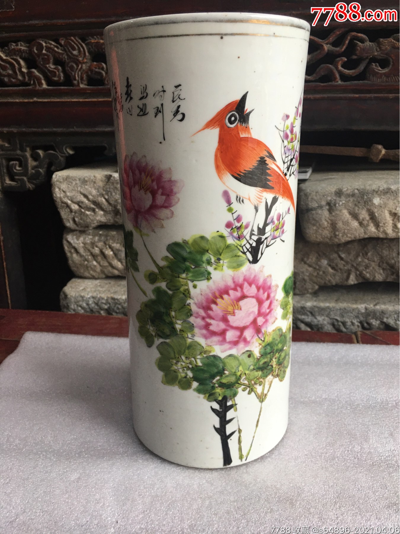 清代名家手绘老帽筒