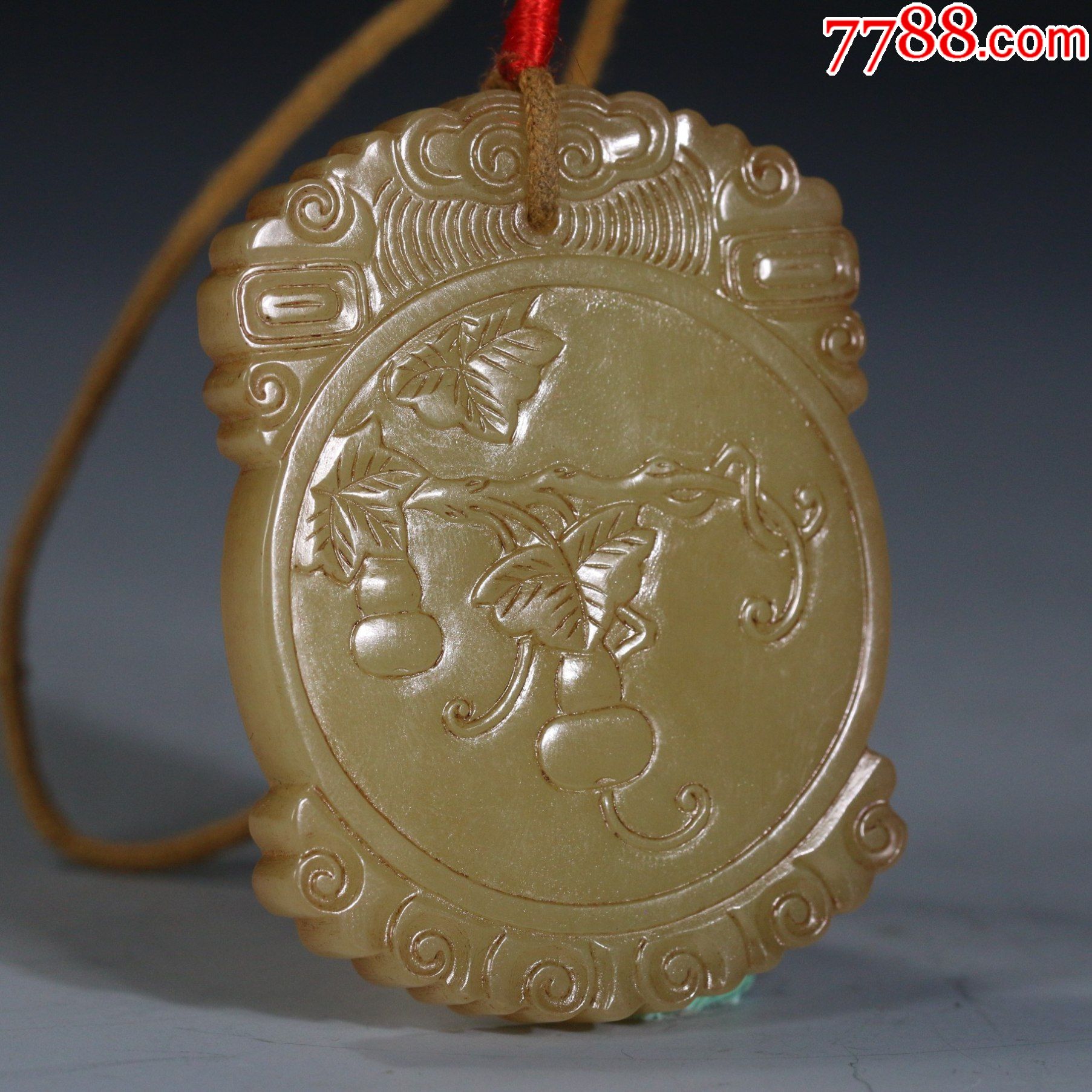 老和田黄玉福禄牌