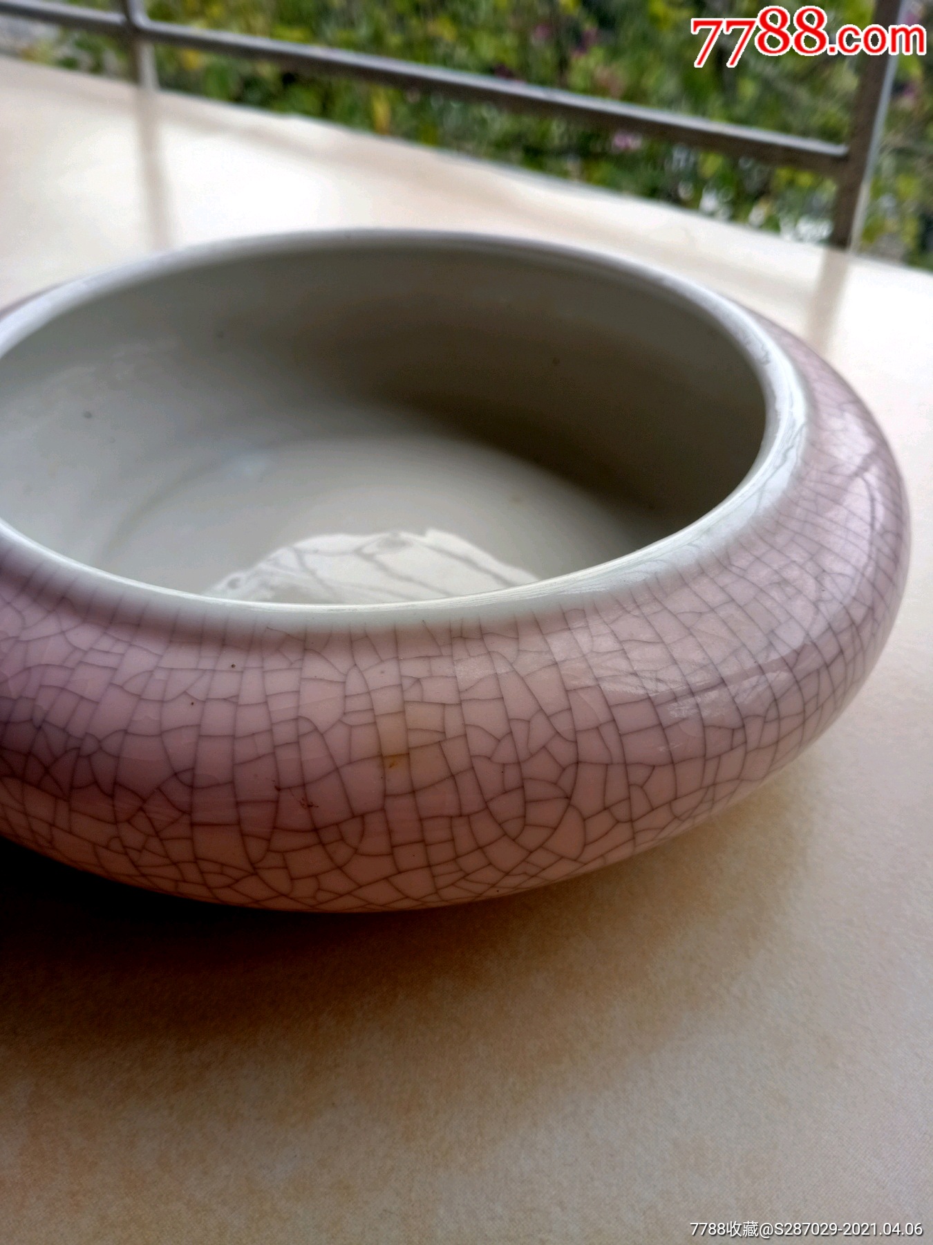 德化窑粉釉开片水仙盆