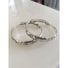 老北京张记足银手镯一对,包邮.