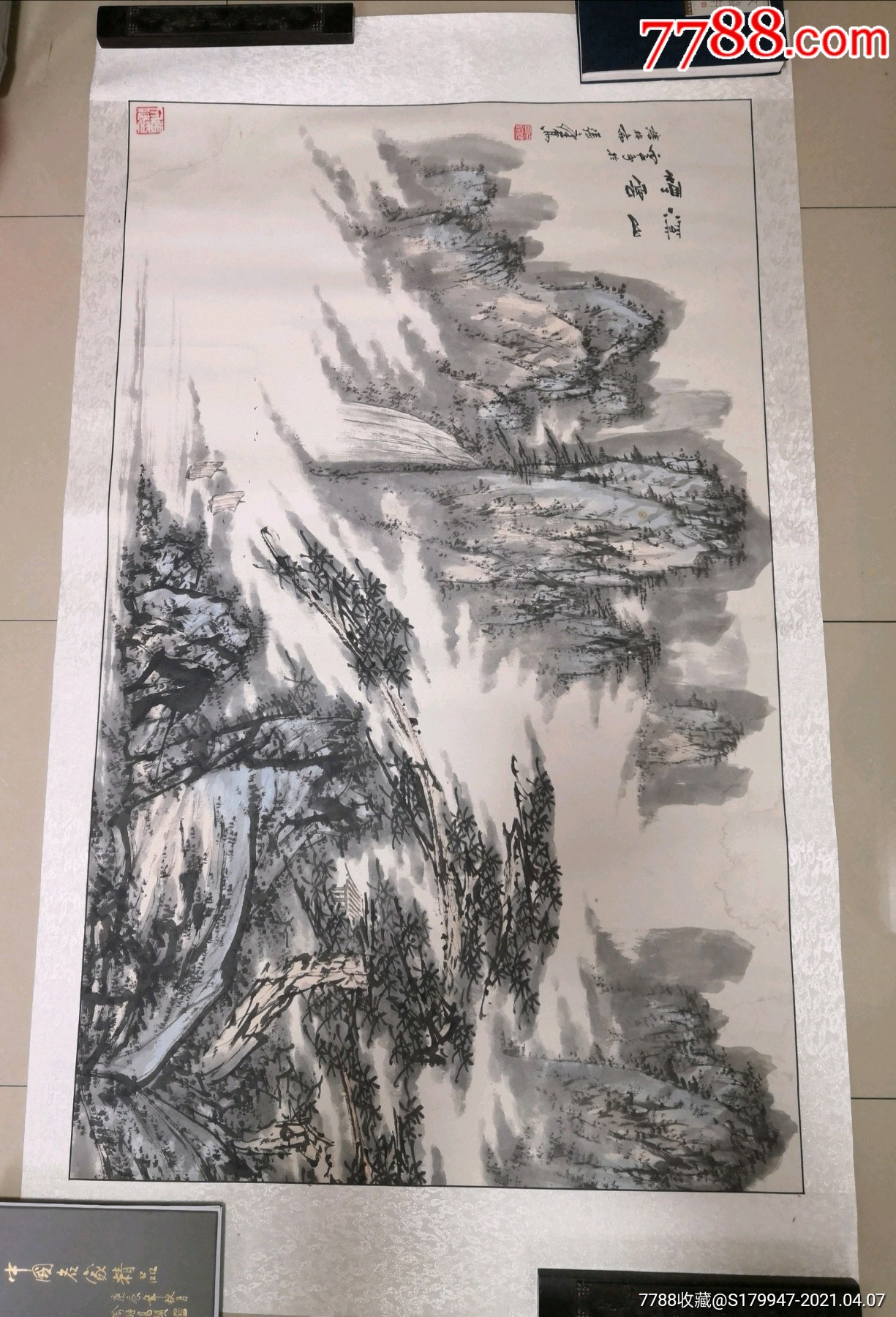 四川著名画家张文健山水作品～溪山烟云_山水国画原作_苹果的书画店