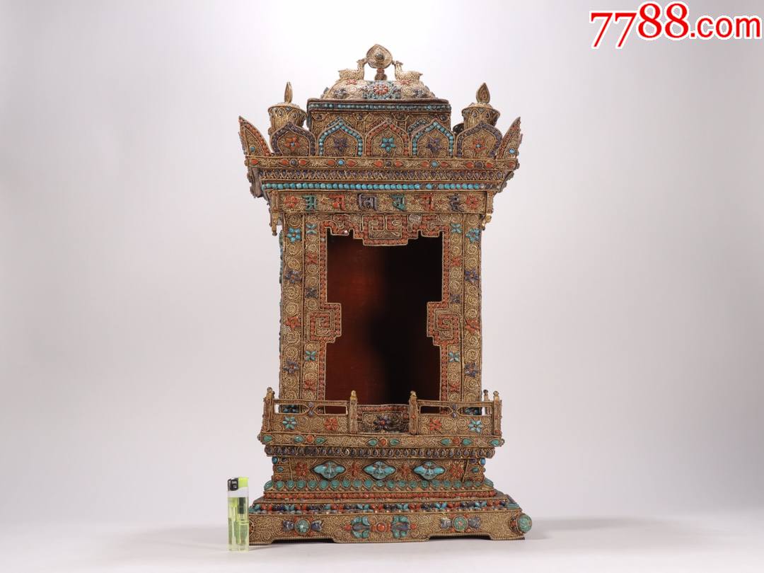 藏传鎏金嵌百宝佛龛