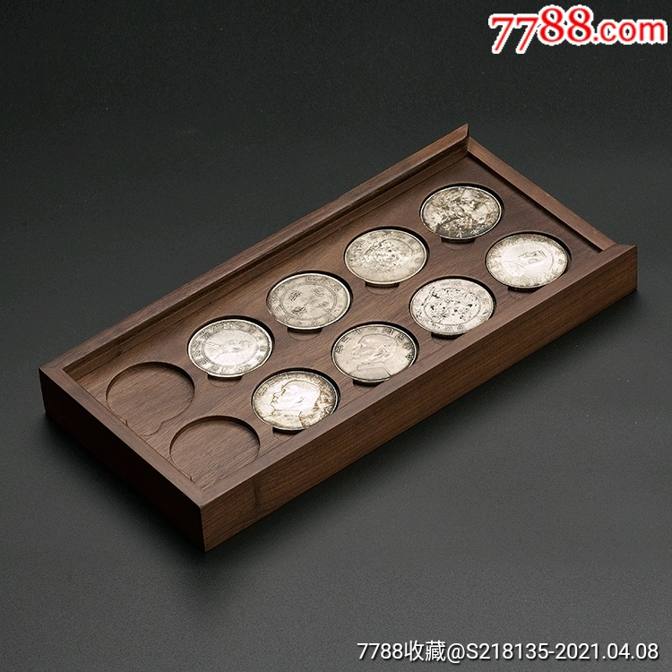 黑胡桃十枚40mm银元裸币装钱币盒(mh10ds)
