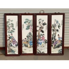 花梨木挂屏四条屏瓷板画古典家具仿古家具