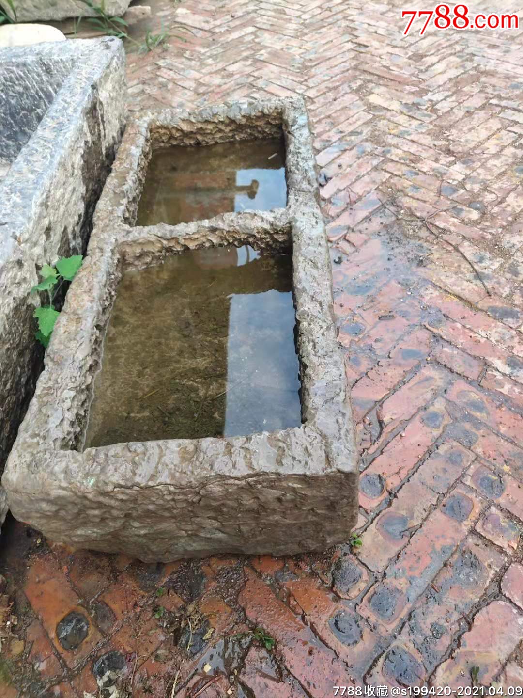 清代青石石槽造型独特风化漂亮完整包老