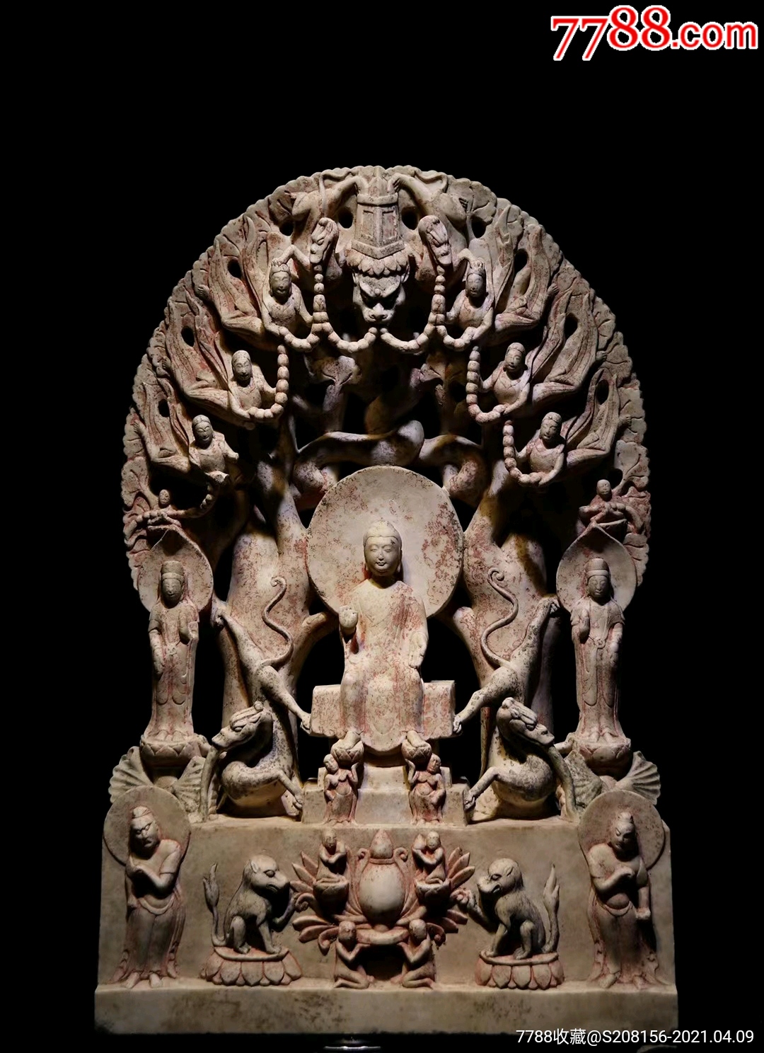 汉白玉镂空靠背佛石佛佛像