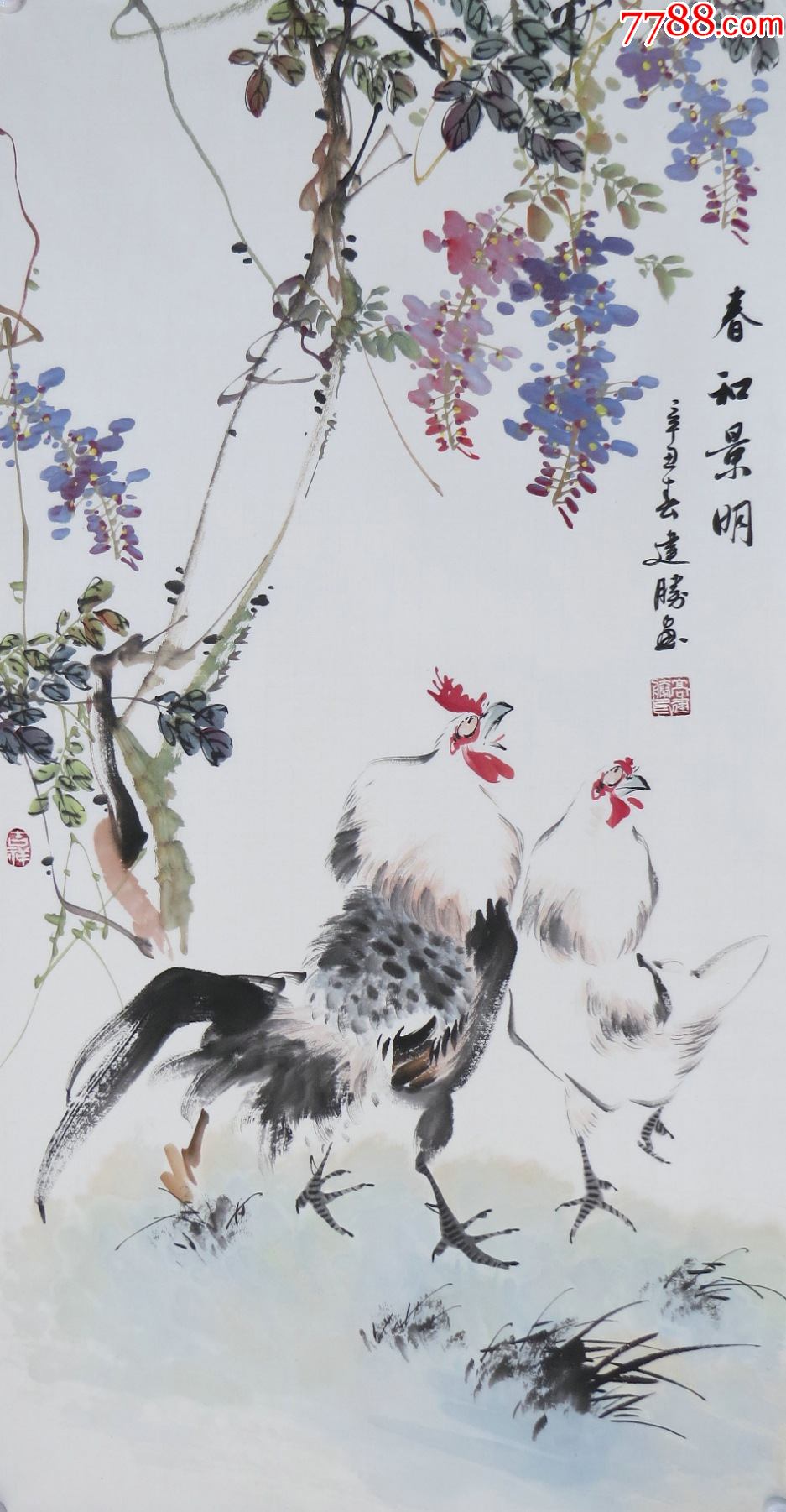 三尺花鸟精品国画高建胜50-100厘米_花鸟国画原作_作品欣赏_收藏价值