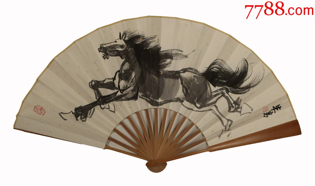 中美协会员朱勇扇面专场骏马图折扇
